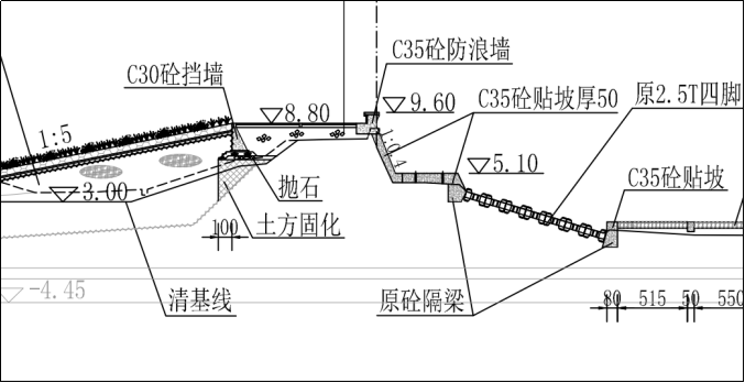 台州市循环经济产业集聚区海塘提升工程设计图（局部，固化土部分）